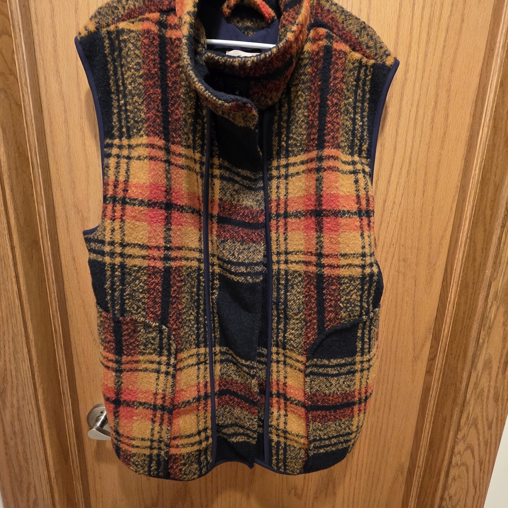 Free People Plaid Vest in Red, Yellow, and Blue